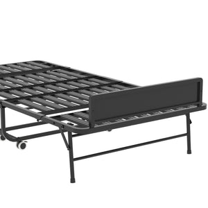 Twin Folding Bed With Adjustable Headboard & Memory Foam Mattress, Portable Coton Wheels For Tall People, Space-Saving Guest Bed - Black