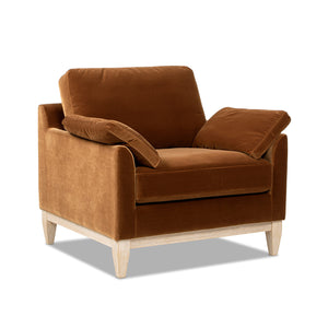 Pasadena 36" Wide Modern Farmhouse Accent Arm Chair, Burnt Orange Velvet