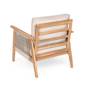 Outdoor 4pc Acacia Wood and Rope Sectional Patio Sofa Set