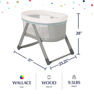 Ingenuity Foldaway Rocking Wood Frame Portable Folding Rocking Bassinet, Wallace