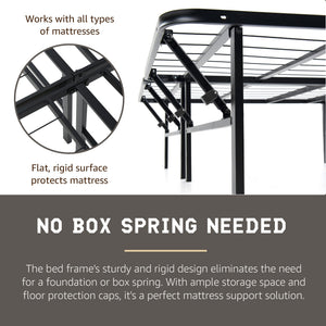Hercules Folding Metal Bed Frame, 14 Inch Platform Mattress Foundation, Full