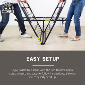 Hercules Folding Metal Bed Frame, 14 Inch Platform Mattress Foundation, Full