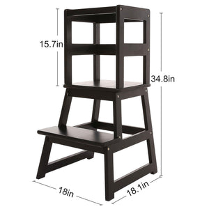SDADI Kids Kitchen Step Stool Holds up to 150 Pounds with Safety Rail, Black - TRAPSKI