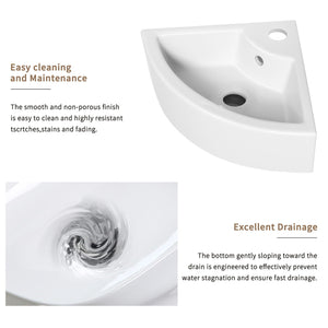 Triangle Corner Sink For Bathroom - Milk White