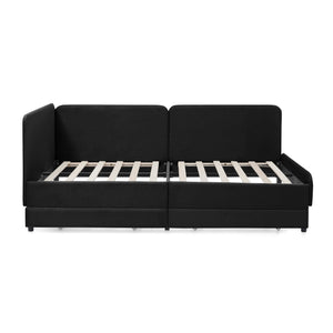 Upholstered Platform Bed Frame With 2 Storage Drawers And Adjustable Sofa Bed