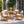 Outdoor Dining Chair Set of 4 with Curved Acacia Wood Arms
