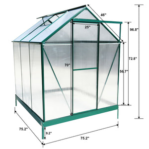 Polycarbonate house, Heavy Duty Outdoor Aluminum Walk-In House Kit With Rain Gutter, Vent And Door For Backyard Garden
