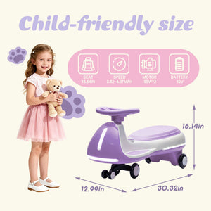 12V Kids Ride-On Electric Wiggle Car with 2-in-1 Smart Design