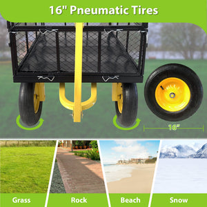 Steel Garden Cart, Heavy Duty 1400 lbs Capacity
