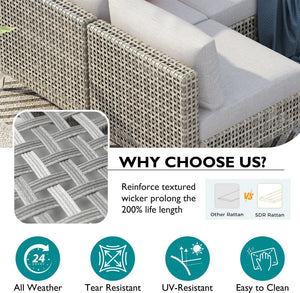 K&K Patio 8-Piece Patio Furniture Set with 43" Fire Pit Table