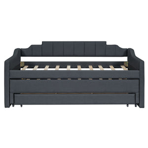 Upholstered Simple Design Daybed With Trundle And 3 Drawers
