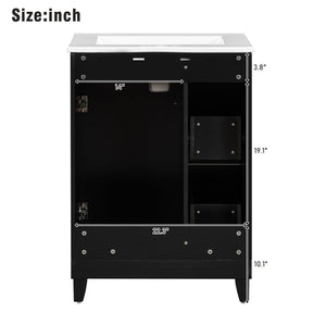 Transitional Style Bathroom Vanity Cabinet With Ceramic Sink