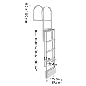 Retractable Dock Ladder, 5 Steps, Aluminum Alloy with Auto-Lift Float