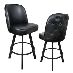 Set of 2 Commercial Grade Swivel Button-Tufted Back Bar Stools
