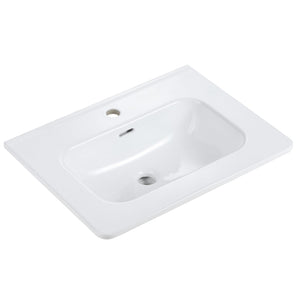 Glossy White Ceramic Integrated Sink