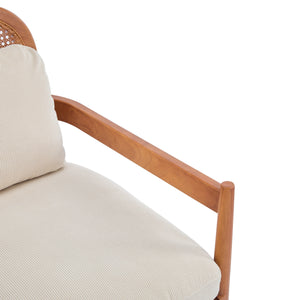 Elliston Rattan Backrest Solid Wood Accent Chair with Cushions - Set of 2