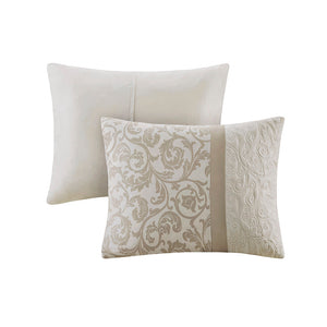 Embroidered 8 Piece Comforter Set Neutral Queen
