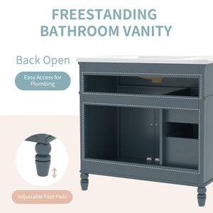 Bathroom Vanity With Sink, Freestanding Cabinet & Drawers