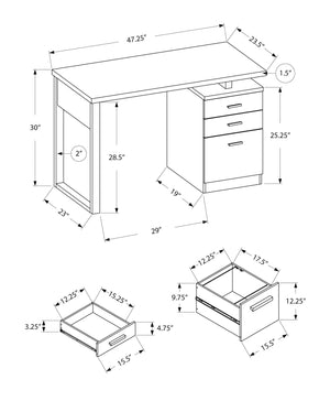Computer Desk for Home Office Laptop with Reversible Storage Drawers