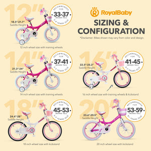 RoyalBaby Princess Girl Kids Outdoor Bicycle 18 Inch with Kickstand, Jenny/Pink