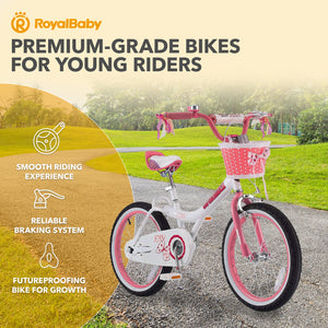 RoyalBaby Princess Girl Kids Outdoor Bicycle 18 Inch with Kickstand, Jenny/Pink