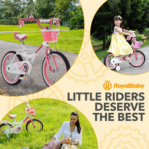 RoyalBaby Princess Girl Kids Outdoor Bicycle 18 Inch with Kickstand, Jenny/Pink