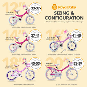 RoyalBaby Princess Girl Kids Outdoor Bicycle 20" with Kickstand, Bunny/Fuchsia - TRAPSKI