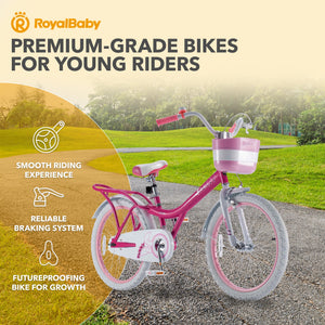 RoyalBaby Princess Girl Kids Outdoor Bicycle 20" with Kickstand, Bunny/Fuchsia - TRAPSKI