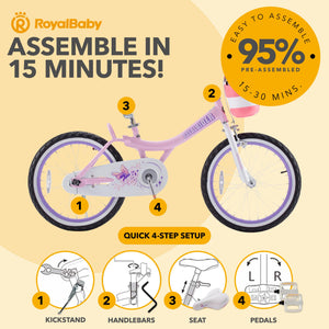 RoyalBaby Princess Girl Kid Outdoor Bicycle 20" with Kickstand, Jenny Light Pink
