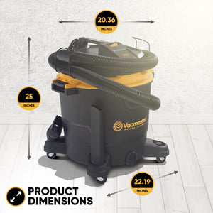 Vacmaster 16 Gallon 6.5 HP 150 CFM Plastic Wet Dry Vacuum and Blower, Black