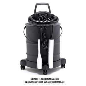 Vacmaster 6 Gallon 120 Volt Portable Corded Electric Ash Vacuum w/Wheels, Black
