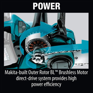 Makita LXT 36 Volt 16 Inch 4.0Ah Battery Powered Brushless Chainsaw Kit, Teal