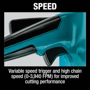 Makita LXT 36 Volt 16 Inch 4.0Ah Battery Powered Brushless Chainsaw Kit, Teal