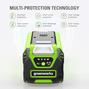 Greenworks G MAX 40 Volt 2.5Ah USB Lithium Ion Battery Powerbank, Green