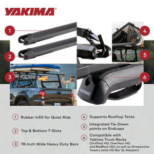 Yakima 78 Inch Aluminum HD Crossbar, Works w/StreamLine Towers, Black (Set of 2)