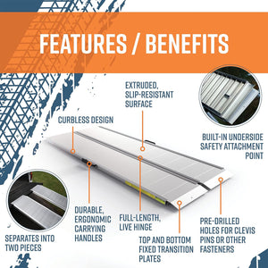 EZ-ACCESS TRAVERSE 6 Foot Aluminum Singlefold Portable Loading Ramp, Silver