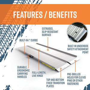 EZ-ACCESS TRAVERSE 6 Foot Aluminum Singlefold Portable Loading Ramp, Silver