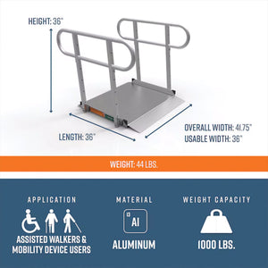 EZ-ACCESS GATEWAY 3G 3 Foot Solid Surface Aluminum Portable Wheelchair Ramp - TRAPSKI