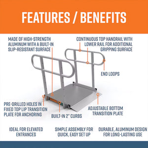 EZ-ACCESS GATEWAY 3G 3 Foot Solid Surface Aluminum Portable Wheelchair Ramp - TRAPSKI