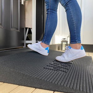 EZ-ACCESS TRANSITIONS 2.5" Rectangular Rubber Angled Welcome Entry Mat, Black