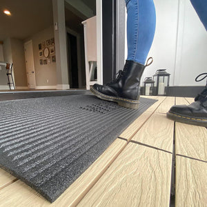 EZ-ACCESS TRANSITIONS 1.5" Rectangular Rubber Angled Welcome Entry Mat, Black