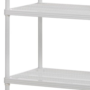 Design Ideas MeshWorks Metal Storage Wood Top Workbench Shelving Unit, White