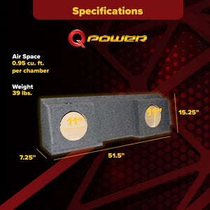 QPower Dual 12" Sub Box for Chevy Silverado & GMC Sierra XCab Classic 1999-2006