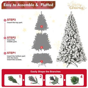 8ft Flocked Pre-Lit Christmas Tree with 500 UL Warm Lights