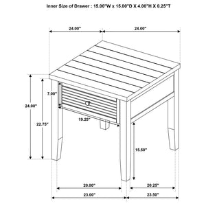 Sutter - 1 Drawer Square End Table - Dark Brown