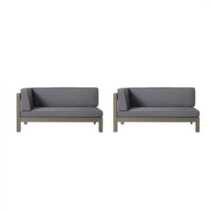 Aura 2 Piece Outdoor Set With X Back Left Bench And Corner - Dark Gray