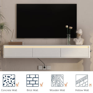 Floating TV Stand with LED Lights & Power Outlet