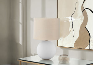 Contemporary Cream Ceramic Table Lamp with Fabric Shade