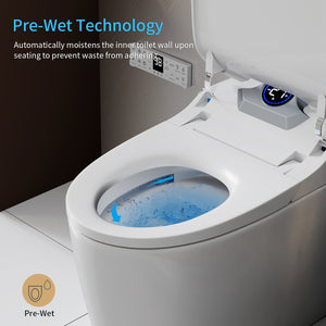 Smart Toilet Bidet Combo with Foot Sensor and Remote Control