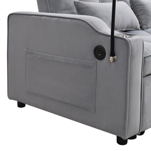 Modern Loveseat Futon Sofa With Pullout Bed, Adjustable Reclining Backrest, Toss Pillows